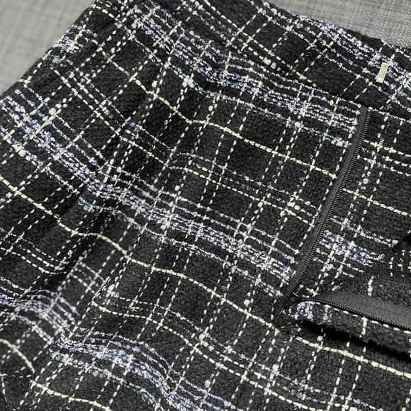 NWT wide leg tweed dad pants black&navy&golden tweed - Picture 3 of 5